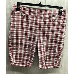 TEHAMA Women's (Size 6) Hook‎ & Loop Plaid Shorts Cotton Polyester Stretch